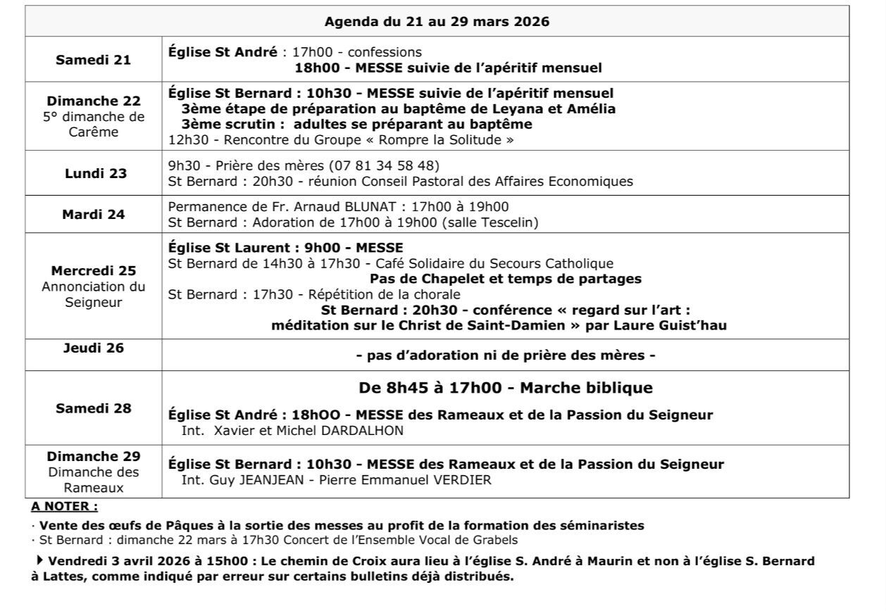 agenda du 21 au 29 mars